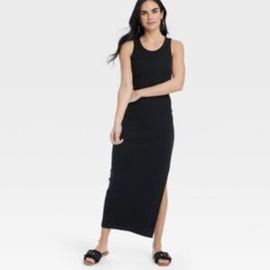 Ribbed Knit Maxi Bodycon Dress Universal Thread Black Small
